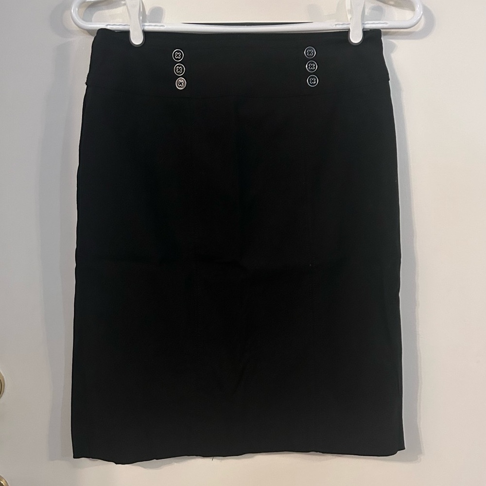 Reitmans Black Pencil Skirt with Button Detail size 7 - Picture 1 of 7